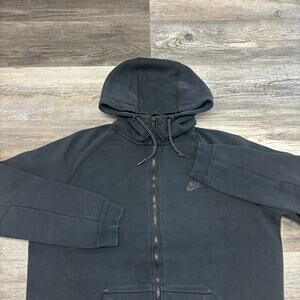 Nike Sportswear Tech Fleece Black Mens L Full Zip Hooded Windrunner Jacket EUC
